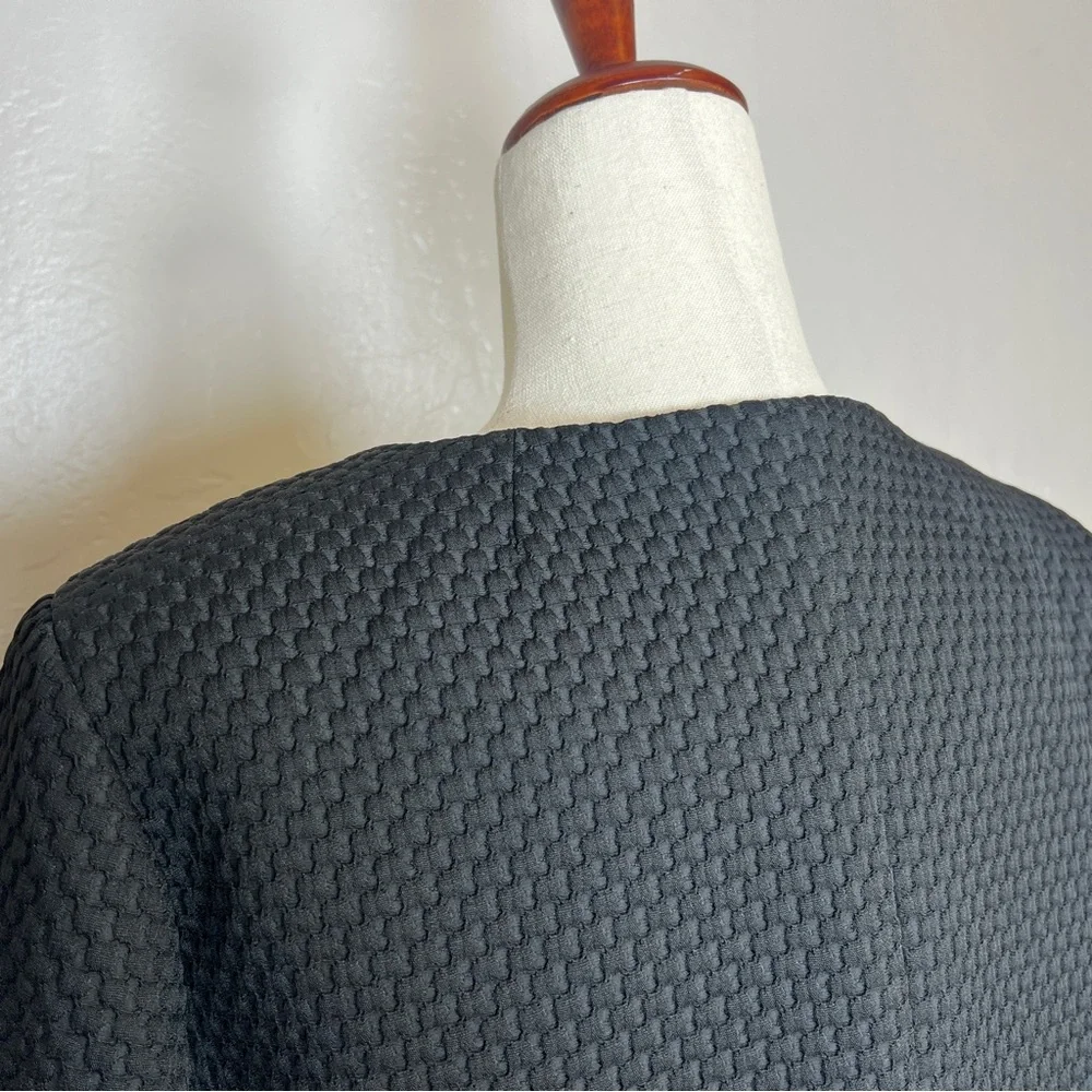 J.CREW Women Size 12 Black Matelasse Textured Collarless Portfolio Jacket Blazer